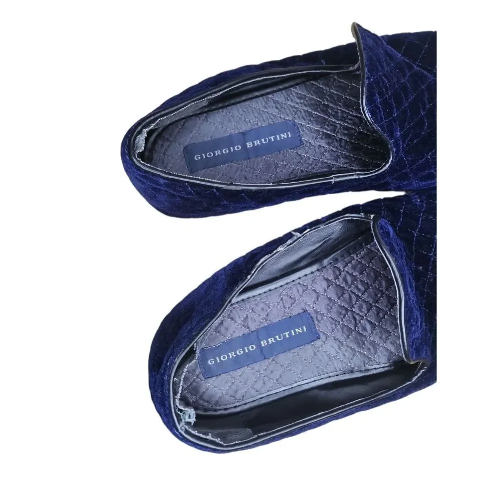 Giorgio Brutini Loafers Men Sz 9 M Blue Velvet Low Heel Designer Workwear‎